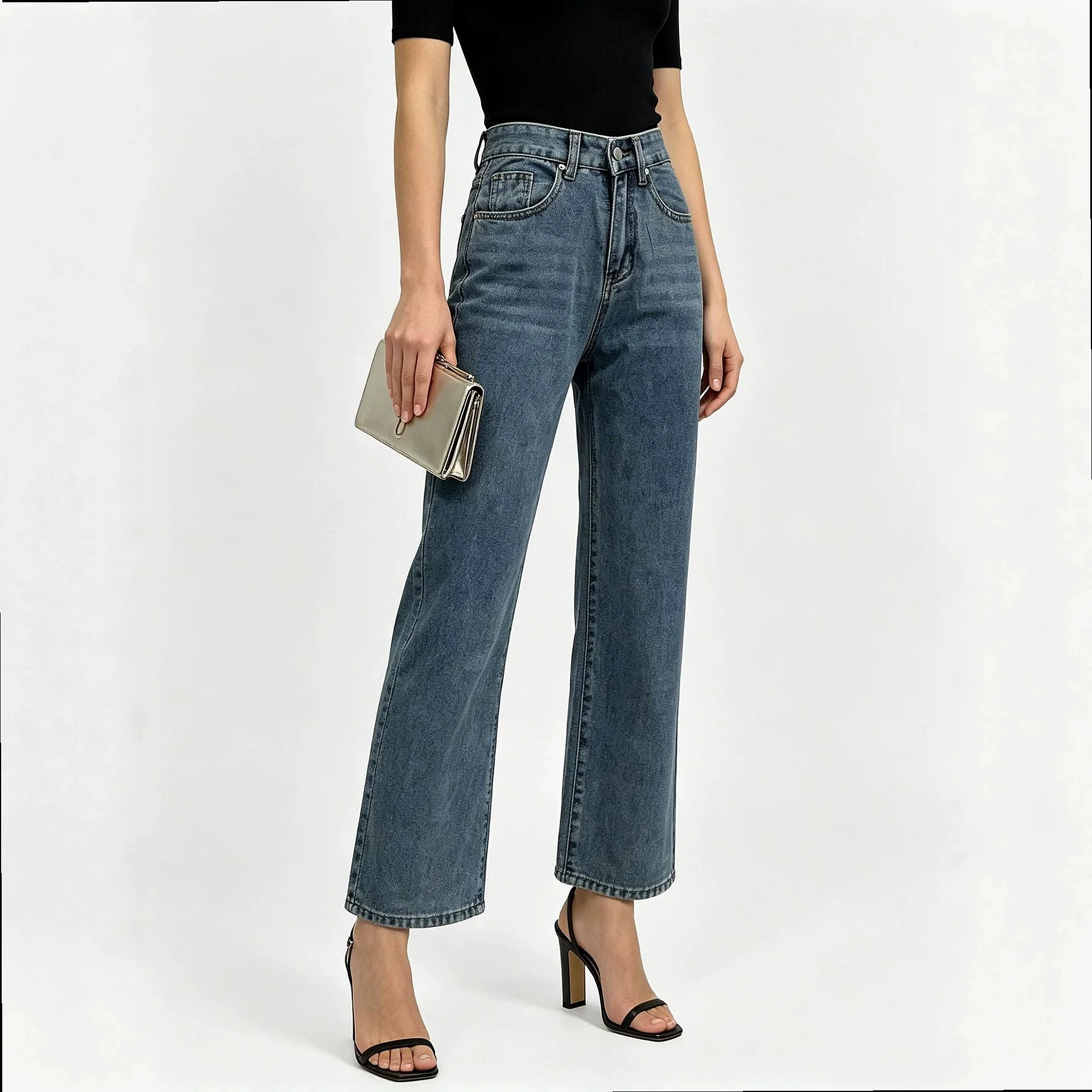 Women's Jeans Low Rise Wide Leg Jeans Heart Leopard Print Pocket Spring Summer
