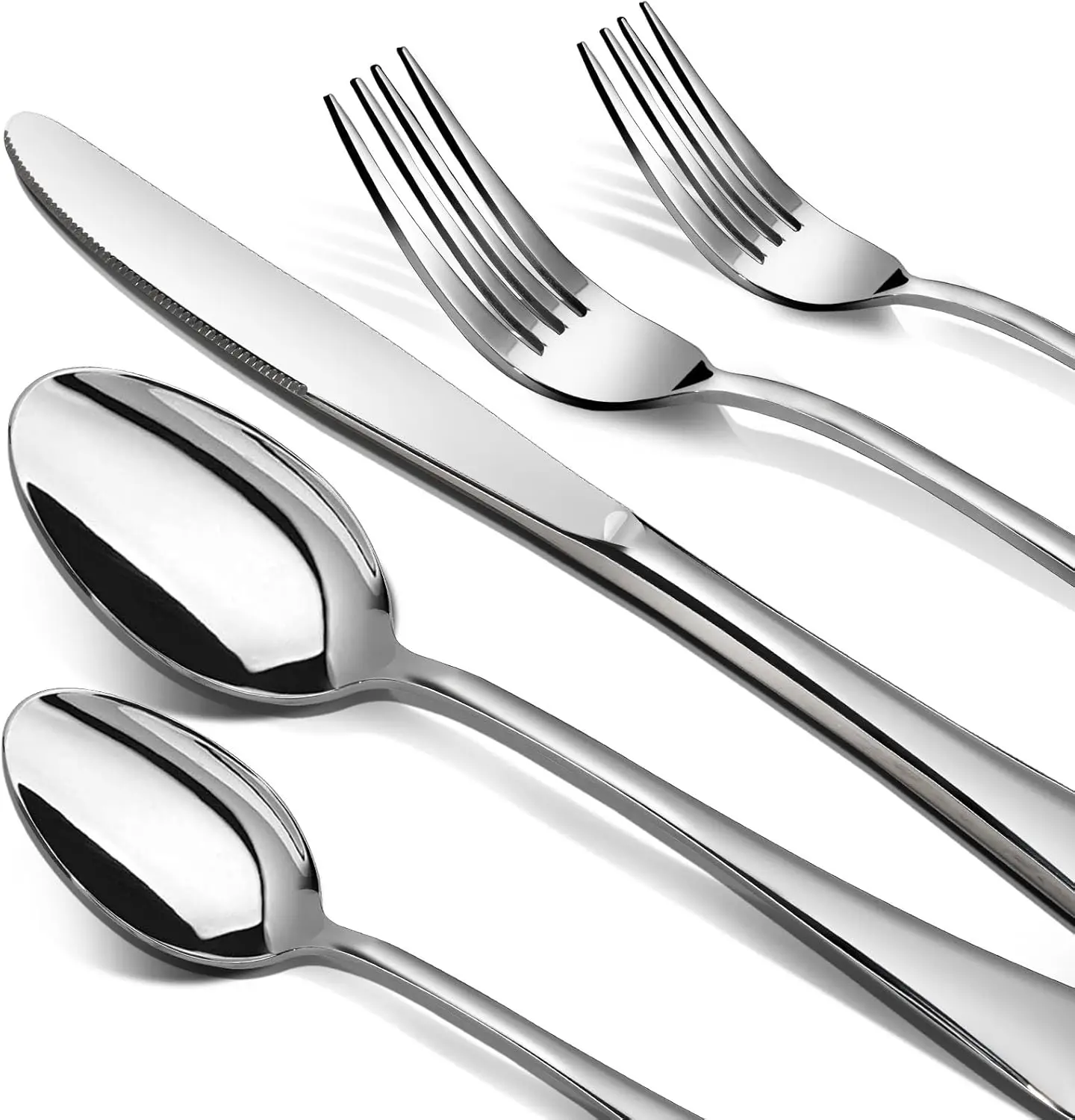 

Silverware Set, 40 Piece Stainless Steel Cutlery Sets for 8, Heavy Duty Flatware, Mirror Polished Forks Spoons and Knives Set, R