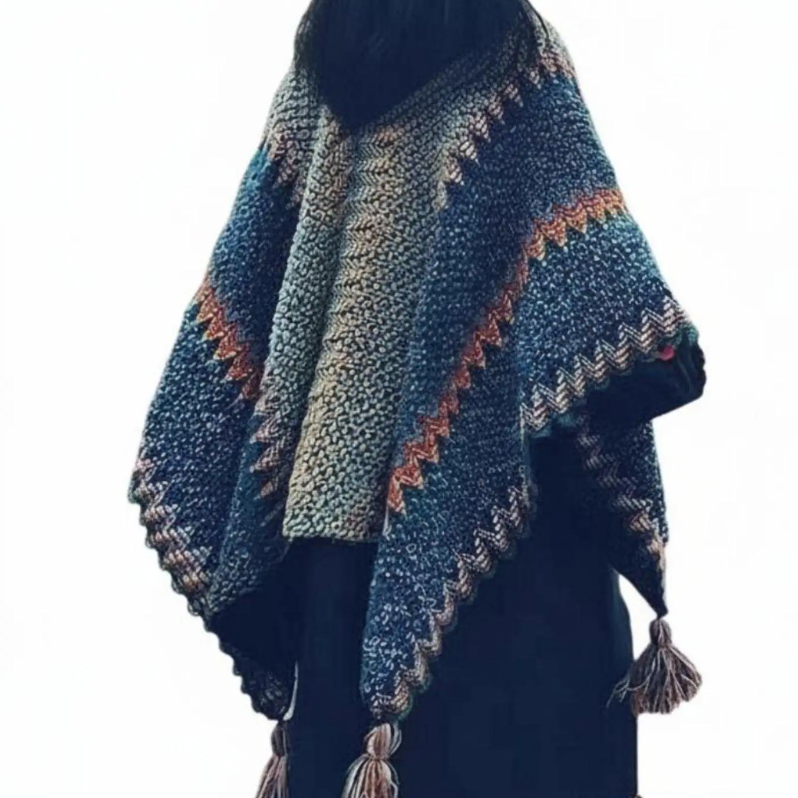 Ethnic Cape, Travel Shawl, Bohemian Women's Poncho, Scarf