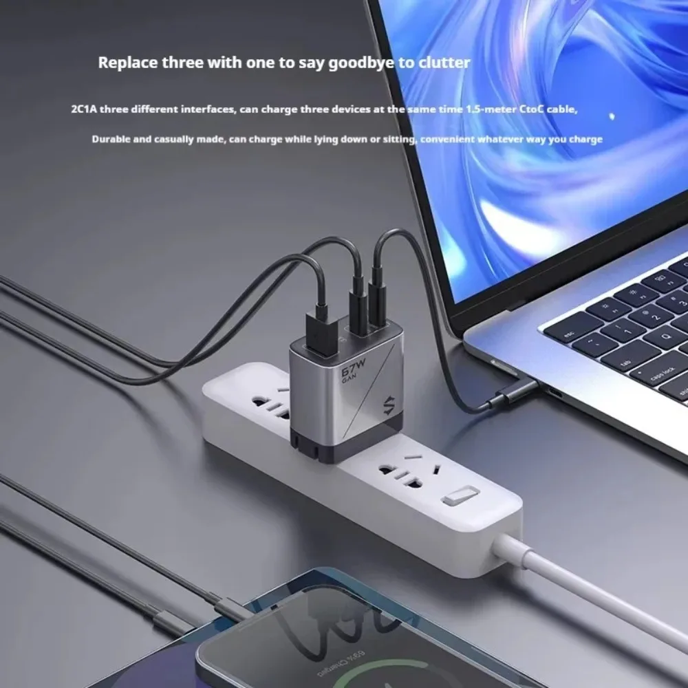 BLACK SHARK 67W GaN Charger 2C1A Three-Port Fast Charging Table Charger with Foldable Pin Portable Phone Chargers Original