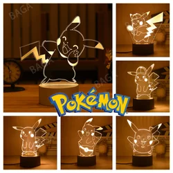 3D Night Lamp Pokemon Pikachu Night Light Glowing Children Toy Pokemon Anime Figures Bedroom Decor Xmas Kids Toys Birthday Gift