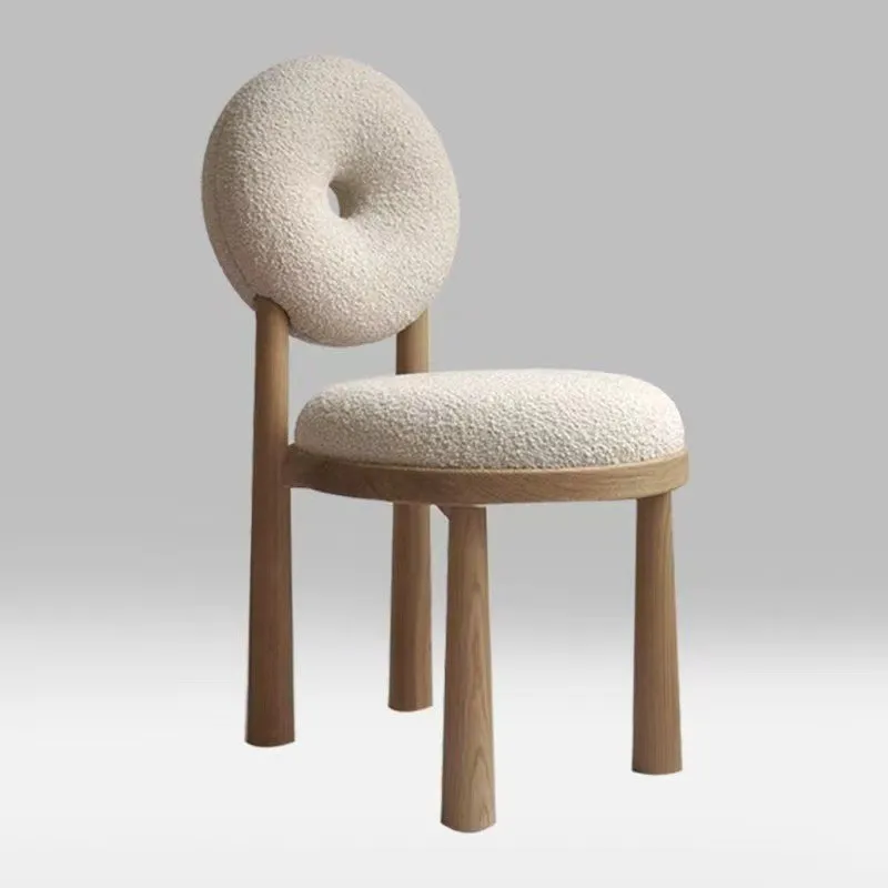 Nordic Creative Donut Lamb Velvet Backrest Chair Modern Home Dining Chair Living Room Bedroom Simple Makeup Chair Leisure Chairs