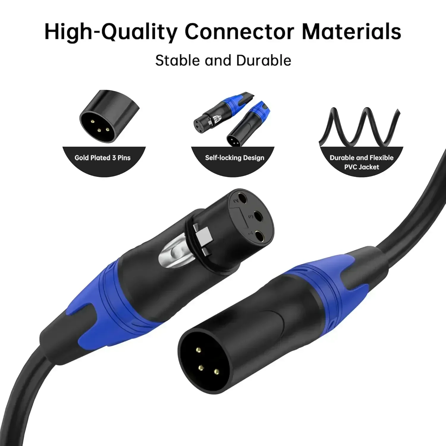 4 Packs XLR Mic Audio Cable Balanced Microphone Lead XLR 3-Pin Male to Female Extension Speaker Cable for Mixer Stage DMX AMP