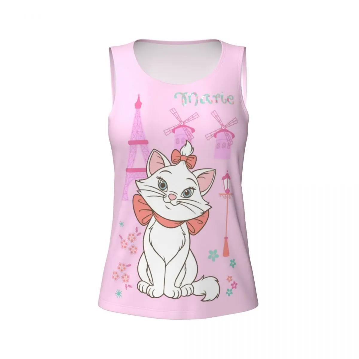 Camisetas sin mangas de entrenamiento para mujer, camisas de Yoga de secado rápido, personalizadas, Marie Cat Manga