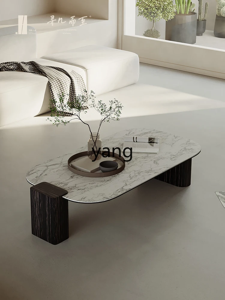 Yjq Silent Style Square Stone Plate Tea Table Simple Modern Art High Sense Ebony Skin Tea Table