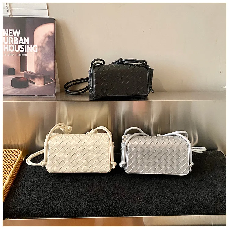 Bolso Bandolera Y2K para Mujer, Modelo LinJ2026, Tejido, de un Solo Hombro, Pequeño y Cuadrado, Bolso de Mano Moderno, Exclus...