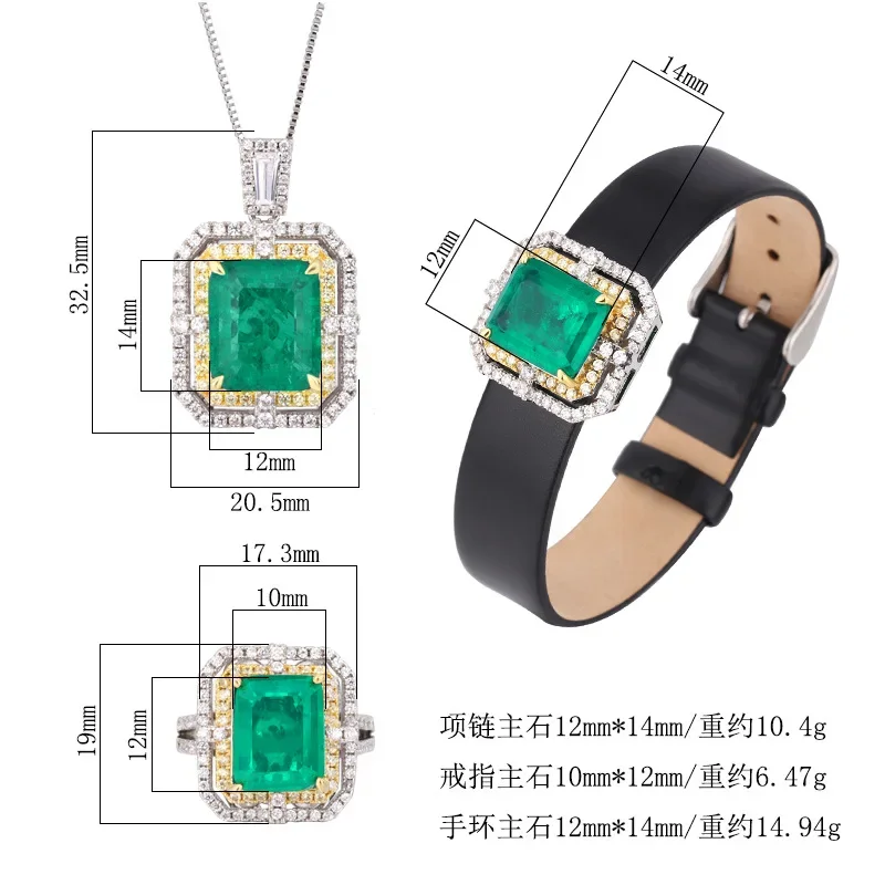 جديد الراقية مجوهرات فاخرة 18K مطلية بالذهب الزمرد مربع المعصم المرأة مجموعة 12*16-12*14 مجوهرات