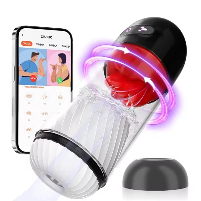 Automatic Male Masturbator Cup Water Bath Penis Pump Massage Male Sex Toys for Men APP Control Tongue Licking Penis Vibrator 18+