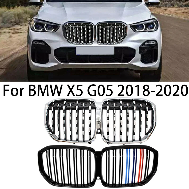 

For 2018 2019 2020 BMW X5 G05 X5M F95 Car Front Kidney Grille Hood Front Bumper Radiator Grill Silver / Black Style