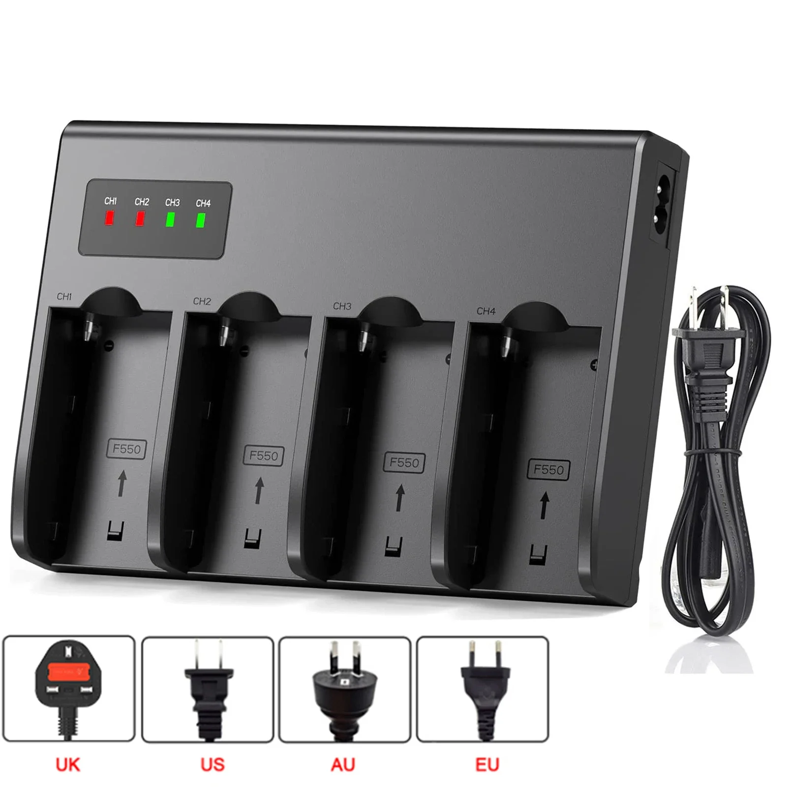 4-Channel LED Charger NP F960 F970 Battery Smart Charger for SONY NP-F550 NP-F750 NP-F960 NP-F330 NP-F970 FM500 NP-F550 NP-F770