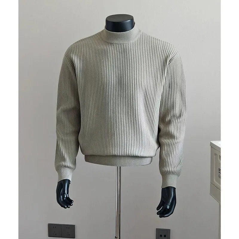 

Striped Turtleneck Base Layer Sweater for Men, Spring and Autumn Relaxed and High-end Men's Knitwear Top