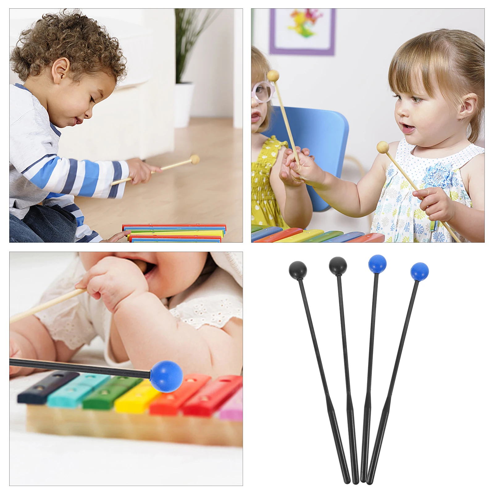 

4 Pcs Marimba Mallet Children's Drumsticks Accessories Rubber Mallets Percussion