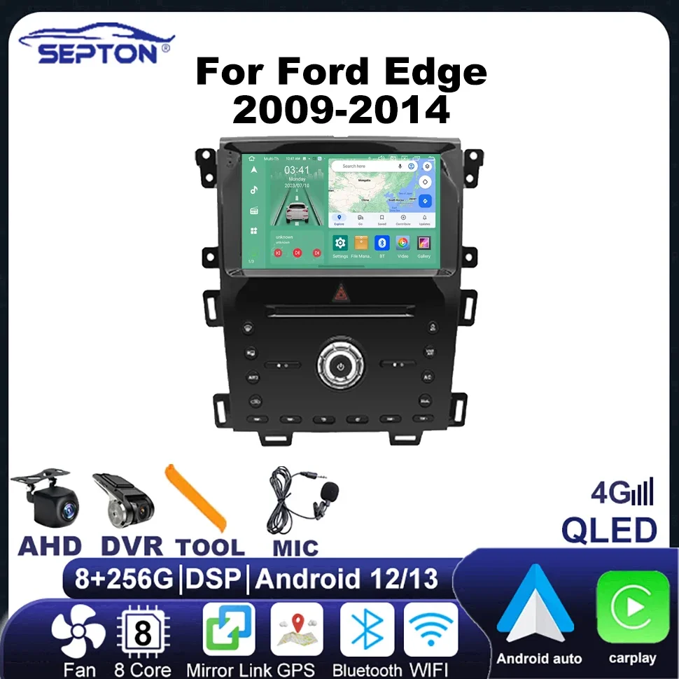 SEPTON Android Car Radio for Ford Edge 2009-2014 Multimedia Player Carplay Android Auto GPS Navigation 8core 4G Car Audio 2 Din