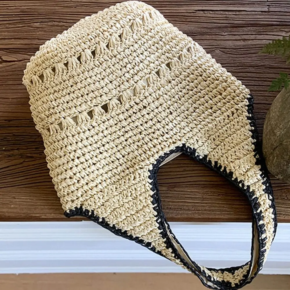 عارضة سعة كبيرة لافيت القش حقيبة أزياء بسيطة نسج حمل حقيبة تحت الإبط دلو الصيف حقيبة يد الشاطئ الشاطئ