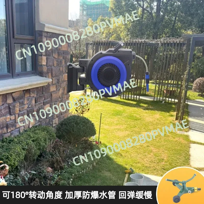 Wall-Mounted Retractable Garden Hose Reel Any Length for Villa Irrigation Gardening Watering Flowers & Vegetables