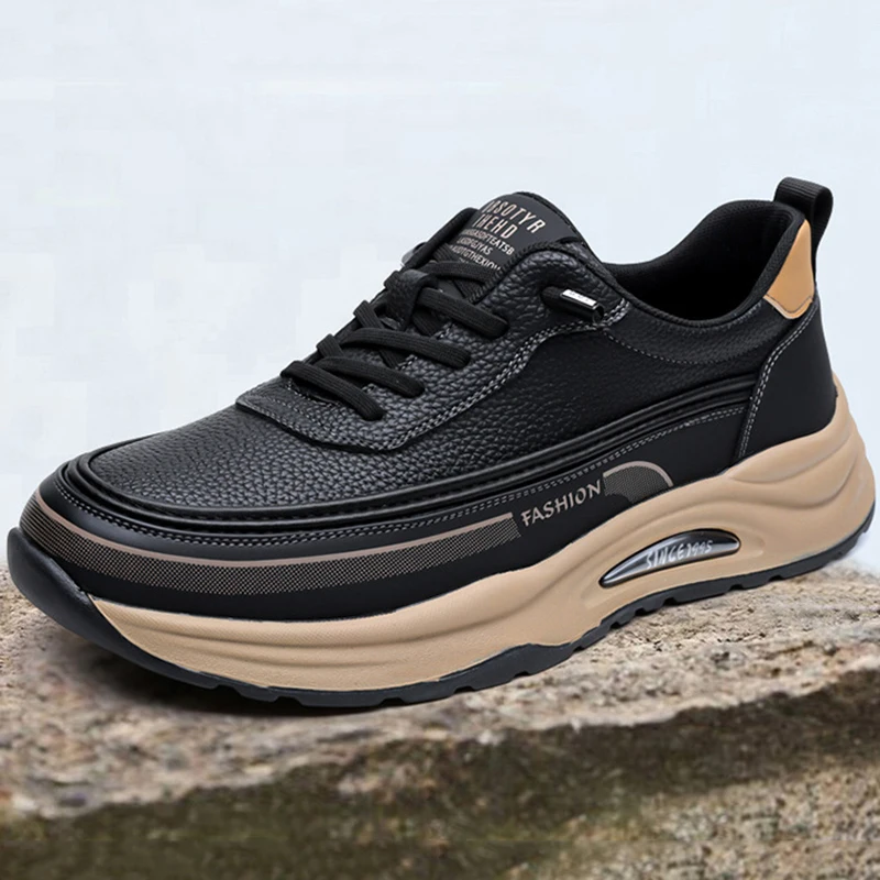 

Men Leather Casual Shoes Summer Breathable Lightweight Soft-sole Outdoor Walking Shoes Fashion Sports Board Shoes Wedding Shoes