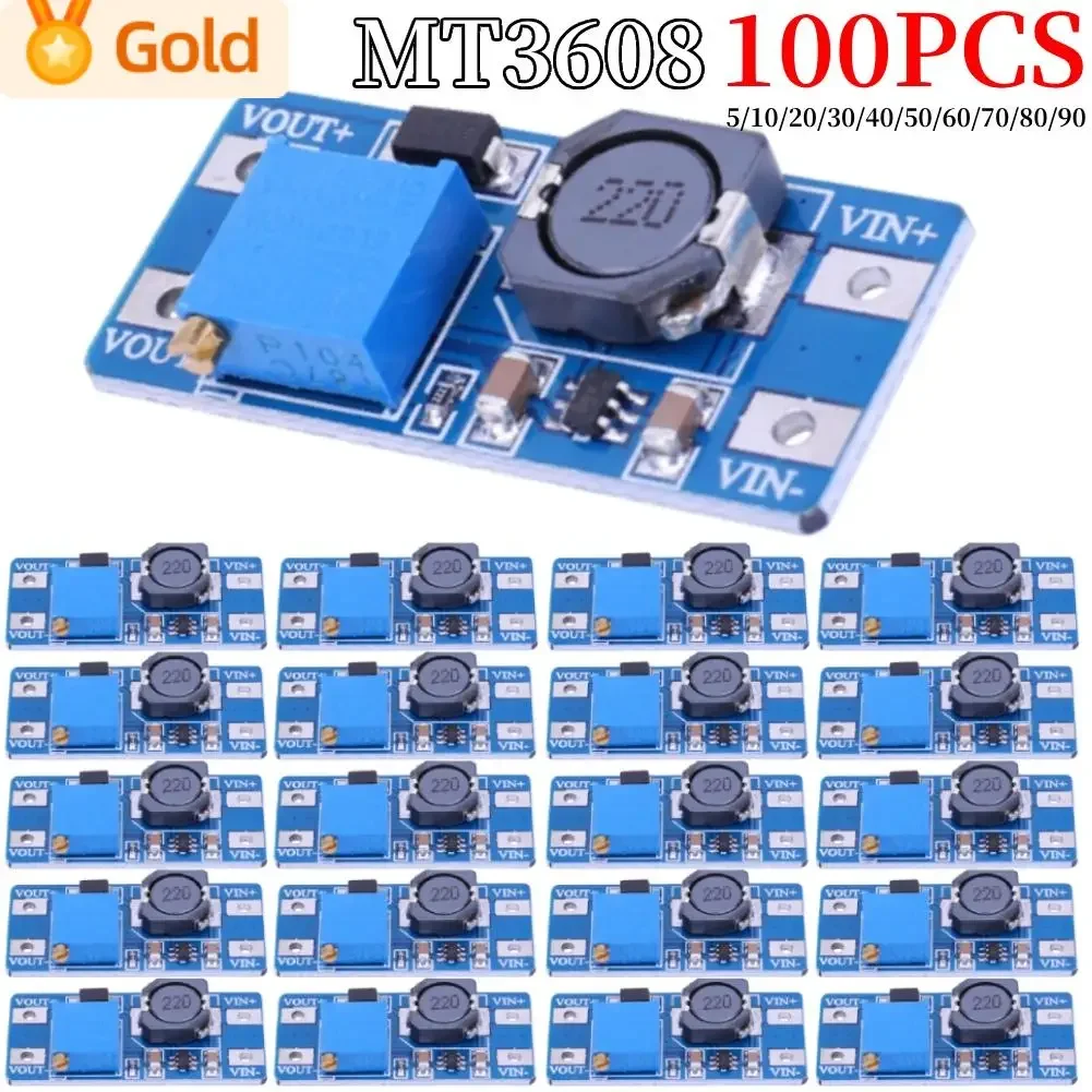 5-100PCS MT3608 DC-DC Step Up Converter Booster Power Supply Module Boost 2V-24V To 5/9/12/28V Step-up Board MAX output 28V 2A