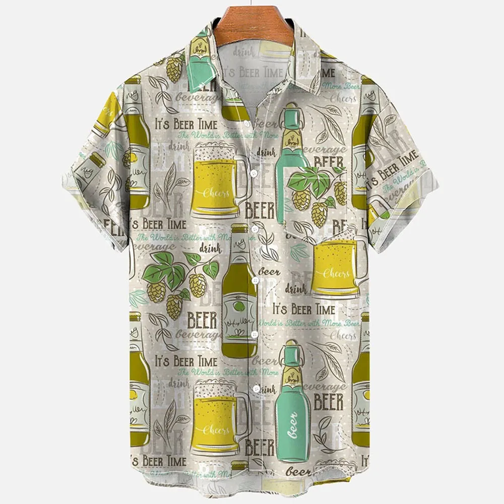 Camisa solta de manga curta estilo havaiano masculina, moda retrô respirável, camisa casual 3D, 2022