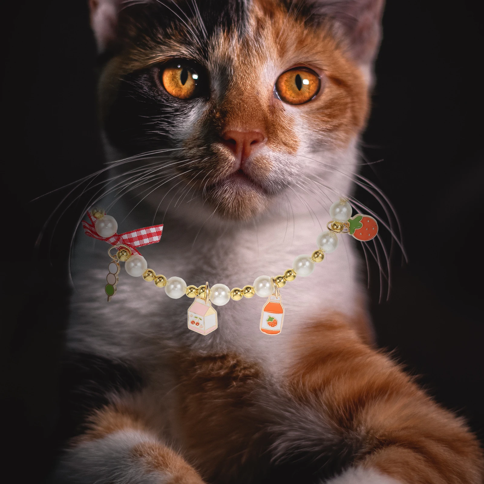 

Pearl Necklace Pet Collar Adjustable Small Resin Cat Collars Puppy Kitten Supply Bright Colors Comfortable Design Dog Leash