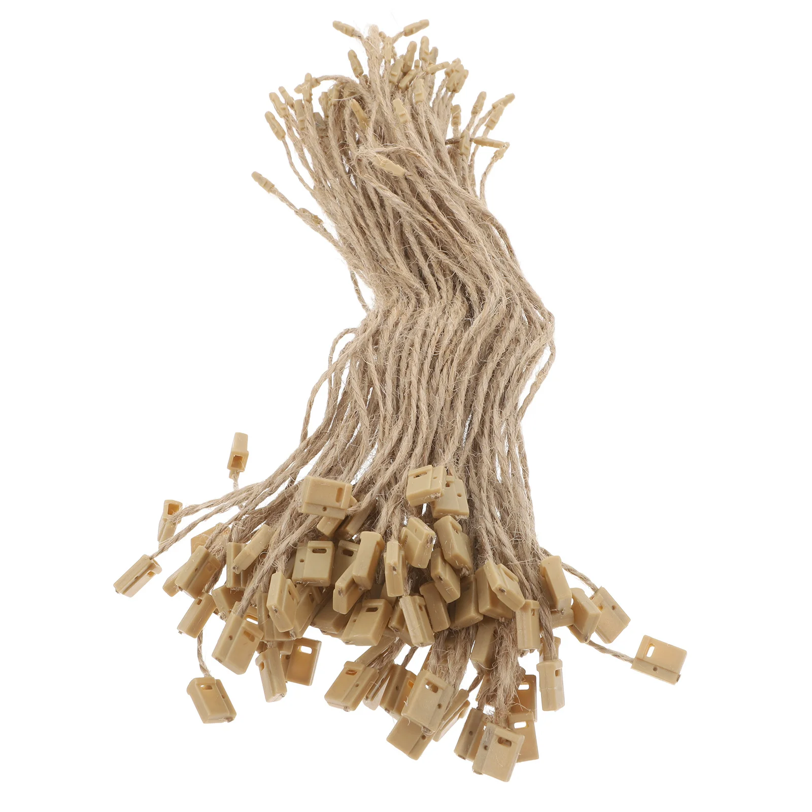 

100Pcs 20cm Quick Insert Rustic Jute String Christmas Ball Hanging Rope Snap Lock Ties Easy Install Tag Fasteners Ornaments DIY