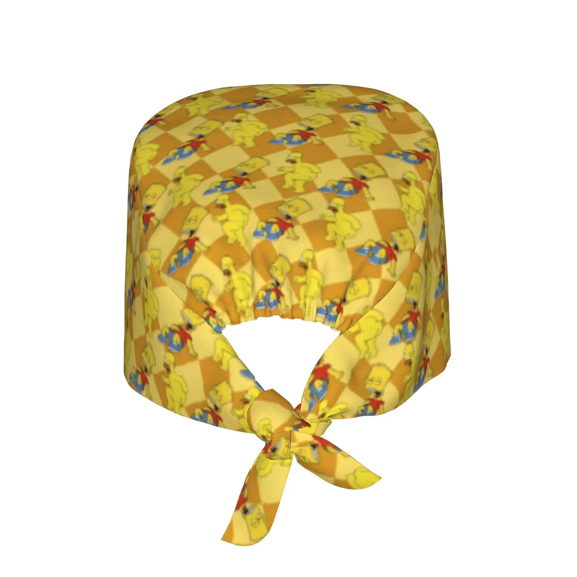 Custom Adjustable S-Simpsoned Cartoon Working Hat Women Men Homer Manga Scrub Caps Scrub Nursing Doctor Surgeon Cap for Nurse