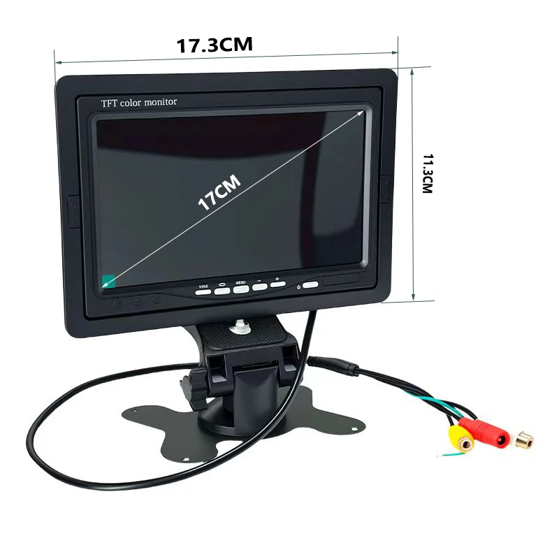 JISUIDA 7-inch LCD Color Rear View Monitor Reversing Camera Ultra-clear Easy Install for Buses Trucks RVs 12V/24V