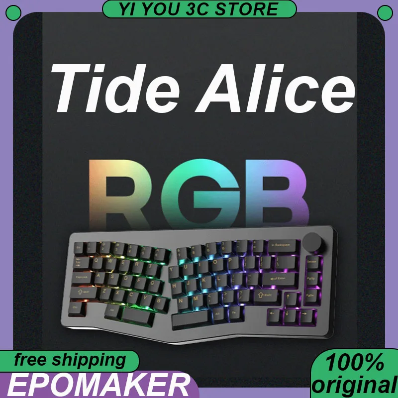 

EPOMAKER Tide Alice Механическая клавиатура Беспроводная Bluetooth Трехрежимная VIA 65% раскладка Прокладка с возможностью горячей замены ПК Киберспортивные клавиатуры