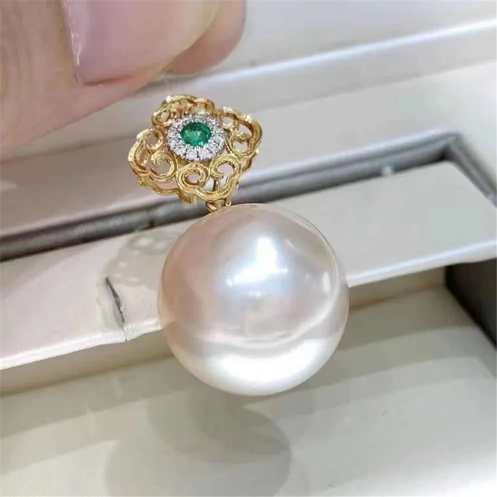 

DIY Pearl Accessories S925 Sterling Silver Pendant with Empty Support K Gold Jade Stone Pendant Fit 8-12mm Circle D403