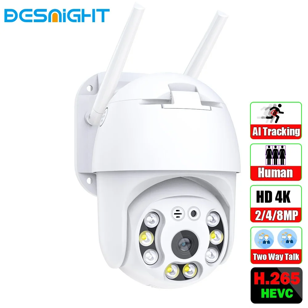 

4K 2K WIFI SIM Card PTZ Camera AI Human Auto Tracking Outdoor 8MP 2MP WIFI Security CCTV Surveillance IP Camera iCSee Alexa