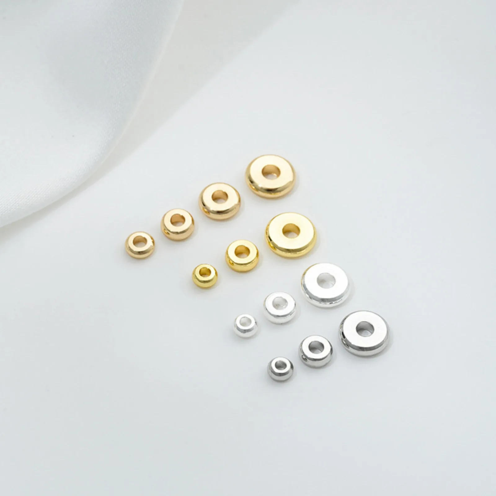 10/20PCs 3-6mm Brass Flat Round Loose Spacer Beads Separators Beads For Jewelry Bracelet Making Supplies Diy Accessories