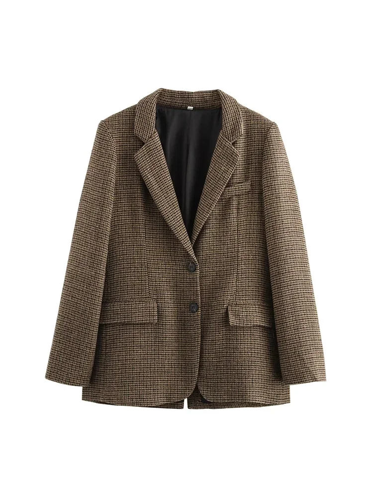 2025 Autumn and Winter New Arrivals Women's Fashionable and Versatile Series Wool Blended Plaid Suit Jacket