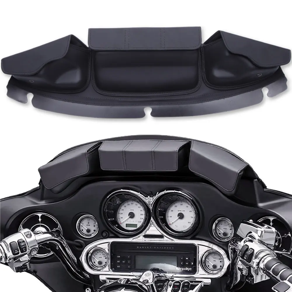 Motorcycle Windshield Bag Saddle 3 Pouch Pocket Case For Harley Touring Electra Street Glide Harley Electra Glide Street Glide