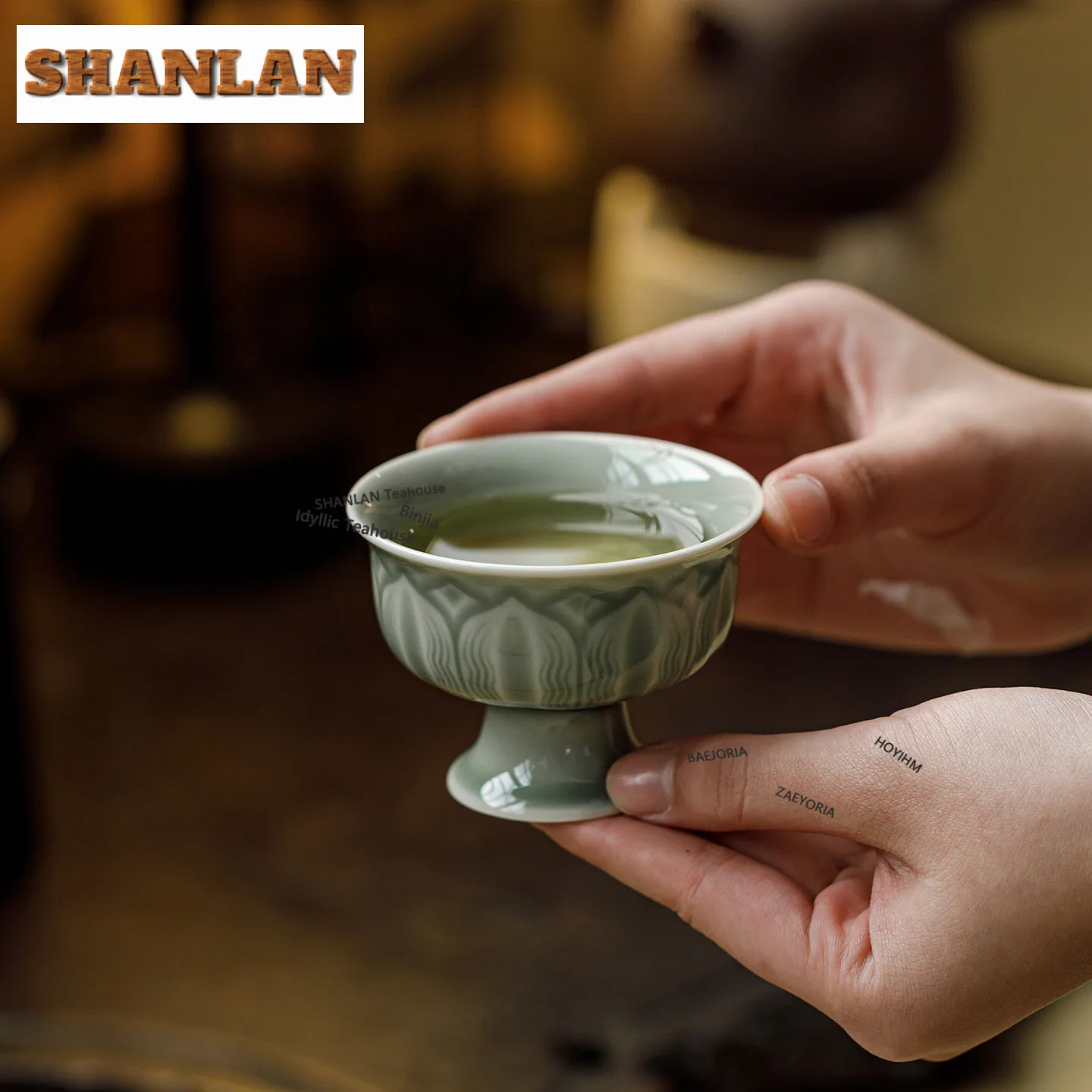 

Чайная чашка из селадона Юэ Килань, 90 мл, на высокой ножке, эстетичная чаша для чая, чашка для дегустации, чашка для ароматизации, мастер-чашка Цзяньчжань, чайная посуда