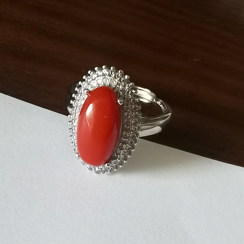 

MeiBaPJ Natural Coral Gemstone Ring for Women Real 925 Sterling Silver Fine Jewelry