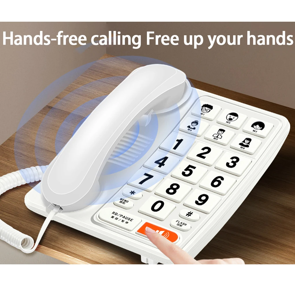 Входящий стационарный телефон большого объема с функцией повторного набора для пожилых людей и пожилых людей. Фиксированный домашний и офисный телефон. Громкий звук.