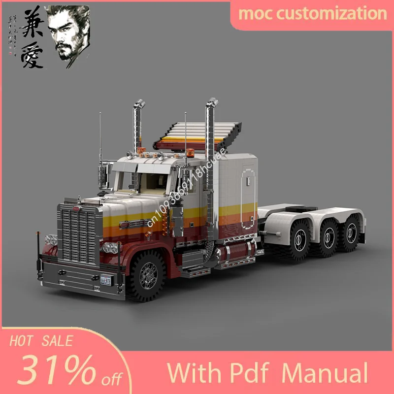 5942PCS Moc Peterbilt 389 Tri Axle Truck technology creative Brick Toy Birthday Model Building festival Kids Adult Gift Blocks