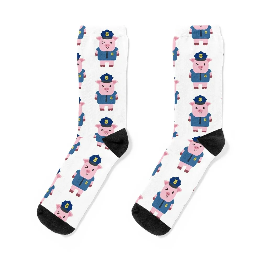 Policeman Pig Police Cop Sau Socks Sports Heating sock cartoon Children's Luxury Woman Socks Men's