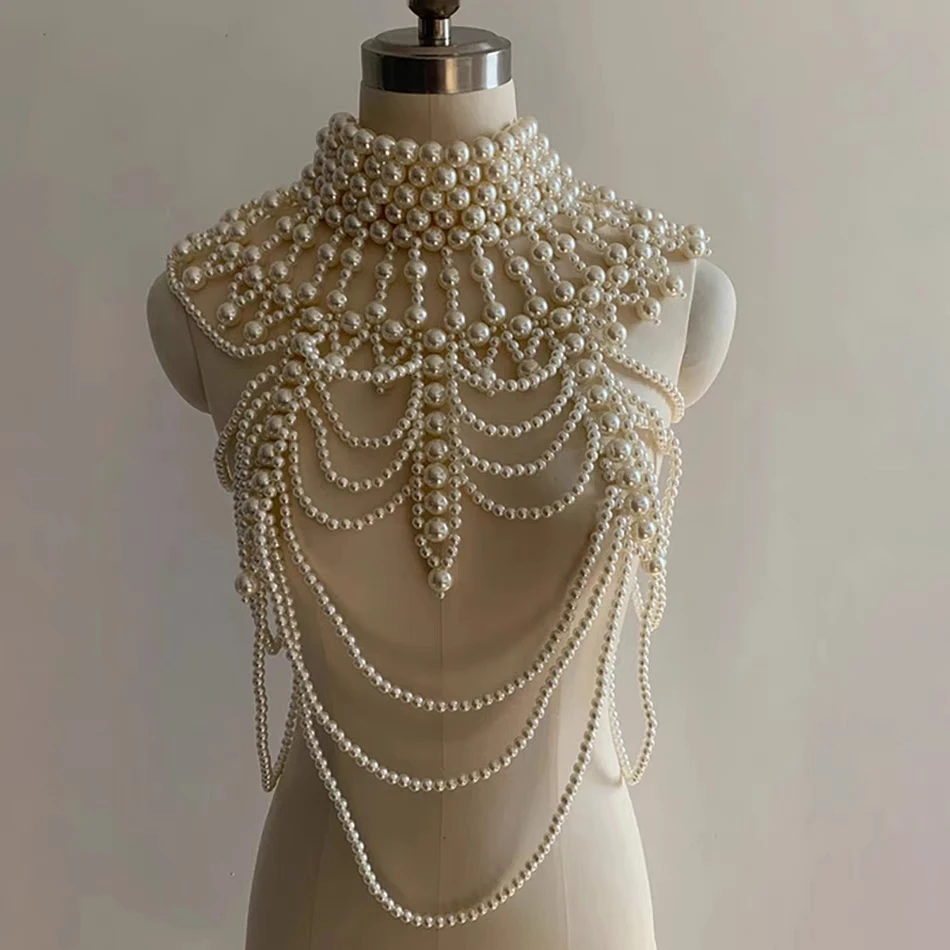 

Sexy Dress Wear Bodysuit Pearl Chains Jacket Outfit One Piece Queen Crystal Design Wedding Dj Female Singer Dance Costume 4 orde