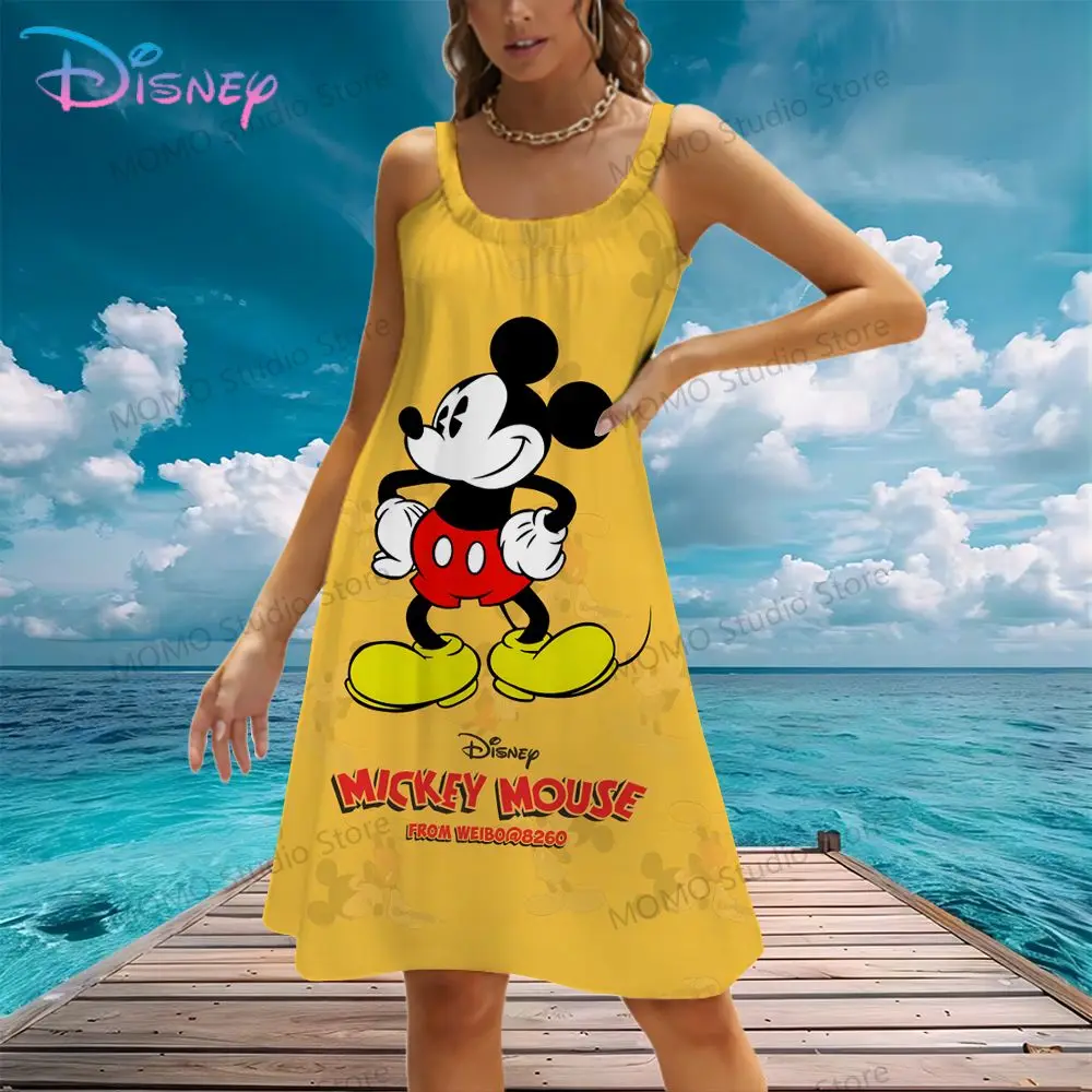 

Disney's Mickey Mouse Minnie Sling Women's Beach Dress Evening Dresses Kawaii Leisure 2024 Female Clothing S-3XL Street Wear Y2k