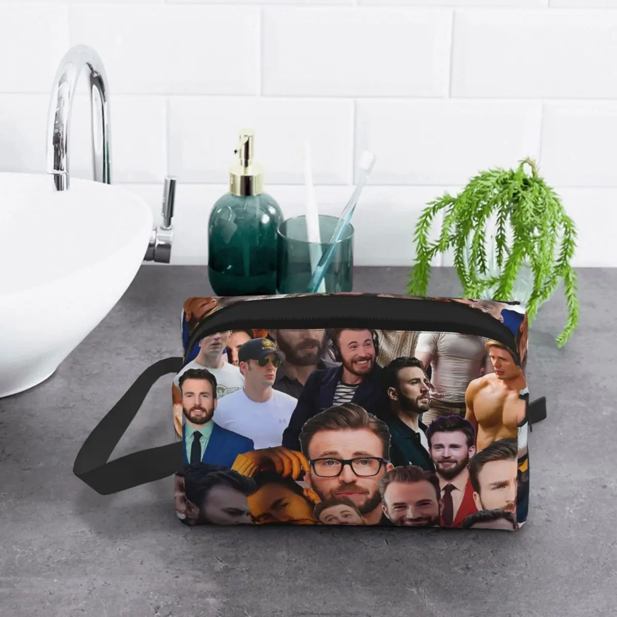 

Косметичка с фотоколлажем Криса Эванса, органайзер для косметики, сумка для хранения, дорожная косметичка, женская косметичка, дорожный пенал для косметики