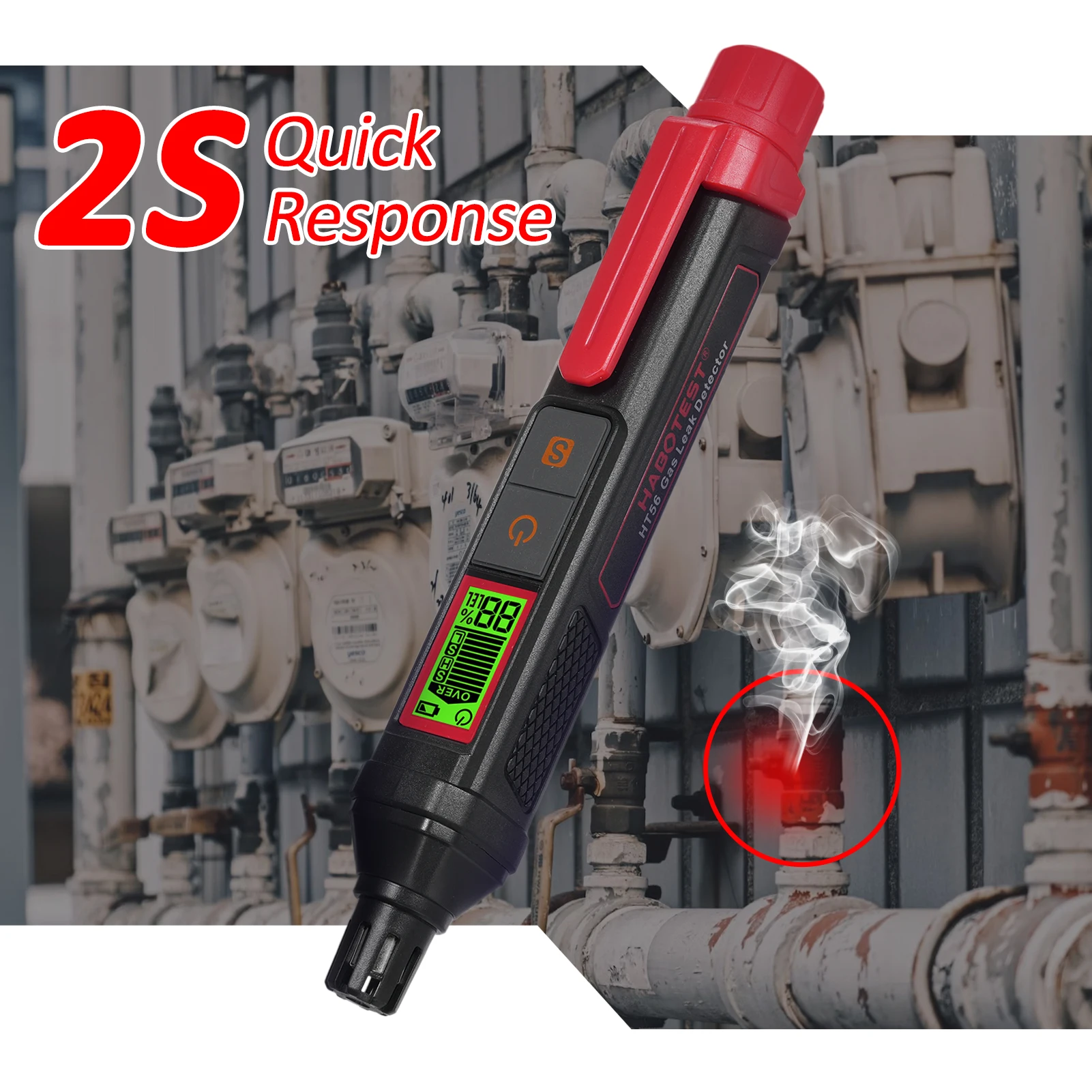 HABOTEST HT56 Pen-Type Gas Leak Detector with Audible and Visual Alarms Highly Sensitive Sniffer Natural Gas Detector to Locate
