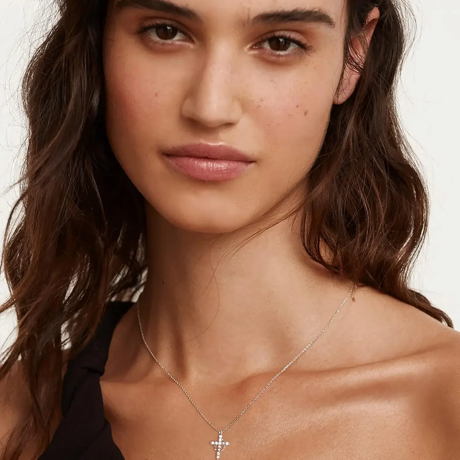 Simple Gold Diamond Cross Necklace for Women Dainty 14k Gold Cubic Zirconia Cross Pendant Necklace Cute Tiny Gold Jewelry Gift image 4