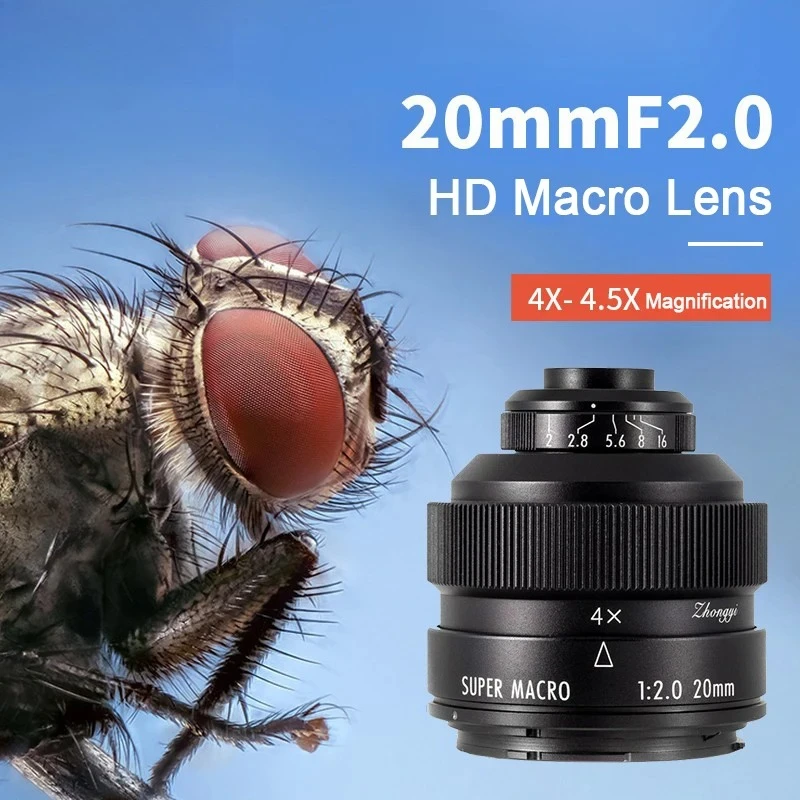 

20mm F2 4.5X Macro Full Frame Camera Lens For Canon EF/EF-M Nikon F Sony E Pentax K Olympus M4/3 Fuji X Sony A/E