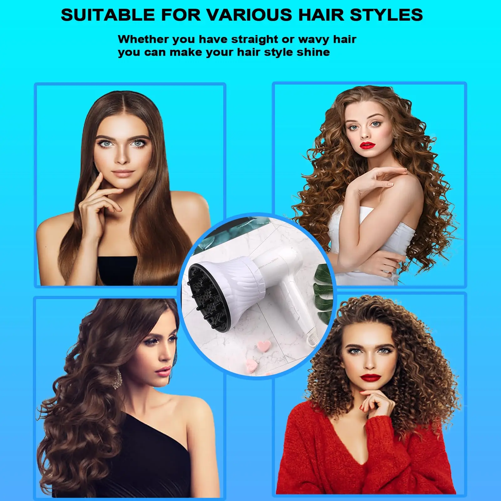 Universal Hair Diffuser Adaptable for Blow Dryers with Rotatable Design Curly Hair Large Wind Hood Fixed Shape Dispersing Wind