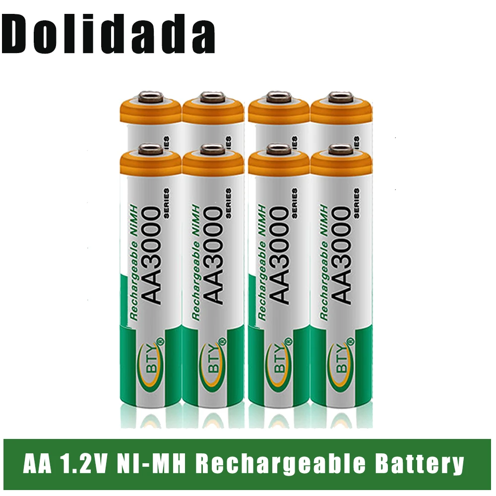 

AA 3000mAh 1.2 V Rechargeable Battery AA NI-MH 1 2V Rechargeable 2A Batteries For Clock Toys Flashlight Remote Control Camera