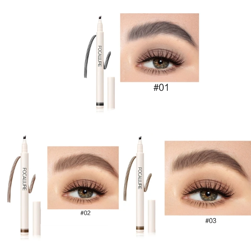 ดินสอเขียนคิ้วชนิดกันน้ำพร้อมหัวแปรง Micro-Fork Tip ปากกาเขียนคิ้ว Microblading สร้าง Dropship การแต่งหน้าตามธรรมชาติ