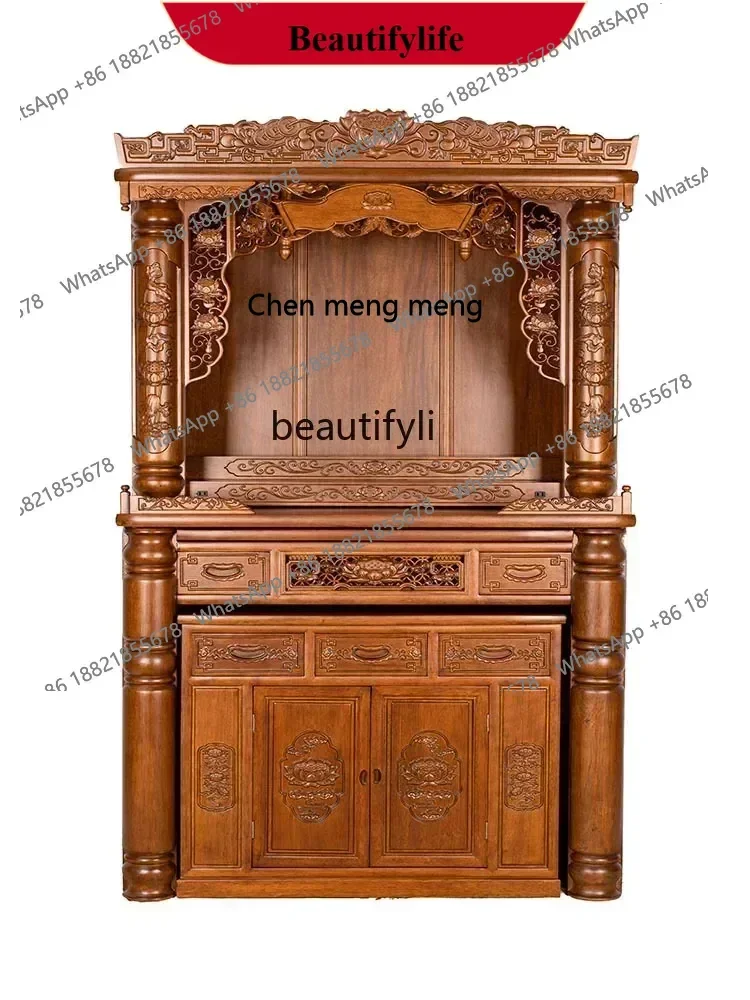 

z183 Solid Wood Buddha Shrine Buddha Cabinet Shrine Chinese Style Back Lamp Buddha Building Worship Prayer Altar Table Altar