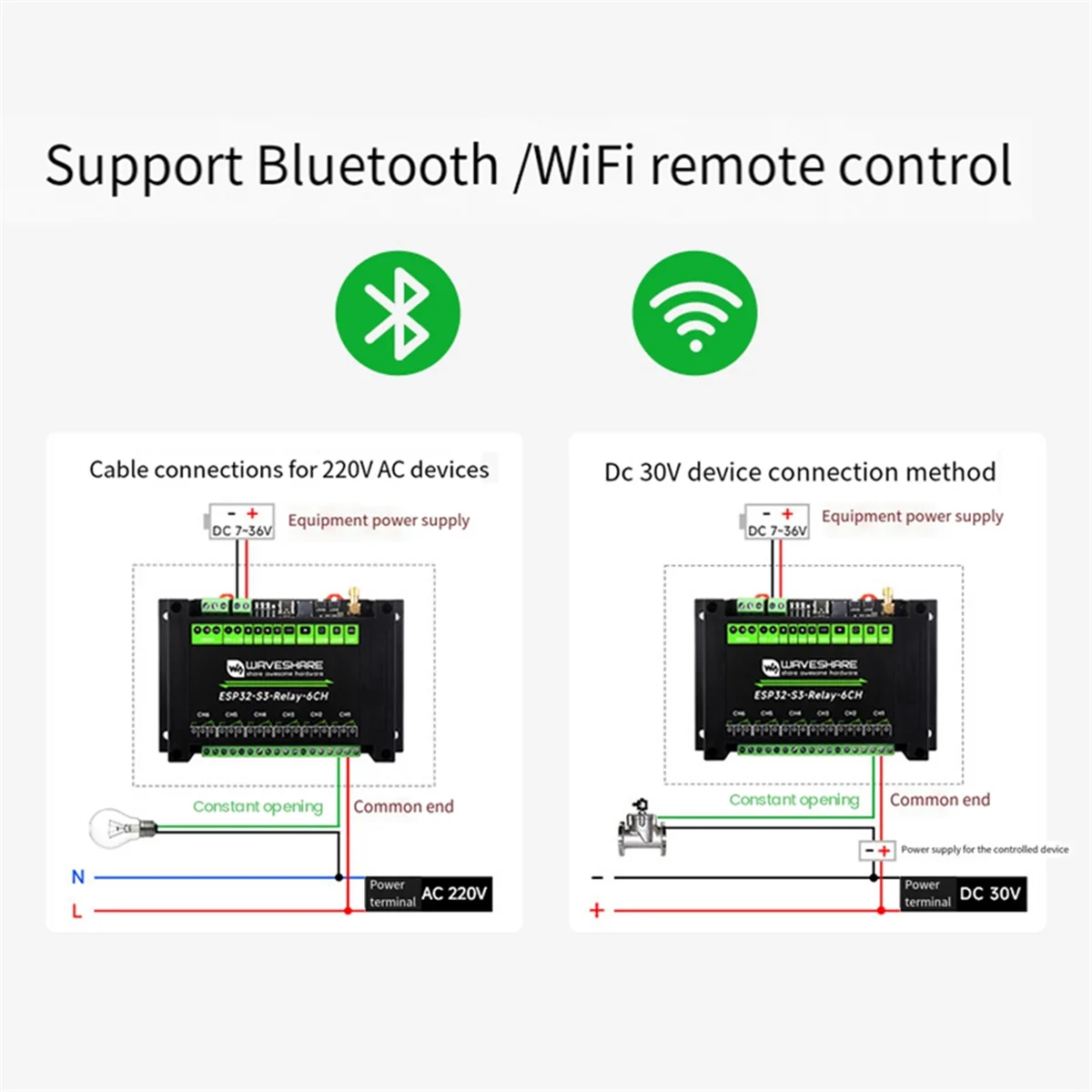 Módulo de relé WiFi Waveshare de grau industrial ESP32-S3 6CH suporta relé de interface WiFi/Bluetooth/RS485/Pico