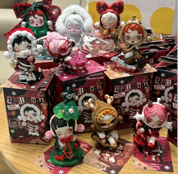 Skullpanda diga-me o que você quer série caixa cega brinquedos boneca caixa misteriosa figura de ação surpresa anime figuras brinquedo presentes de natal