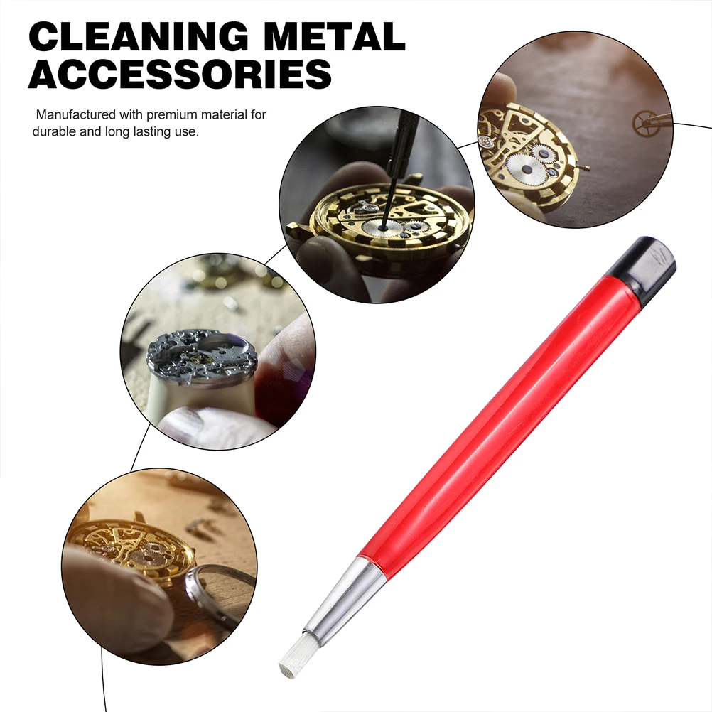 

2pcs Fiberglass Pen Clock Sweeping Tool Red Nylon Brush for Watch Cleaning Jewelry Drilling Rust Removal Surface Polishing
